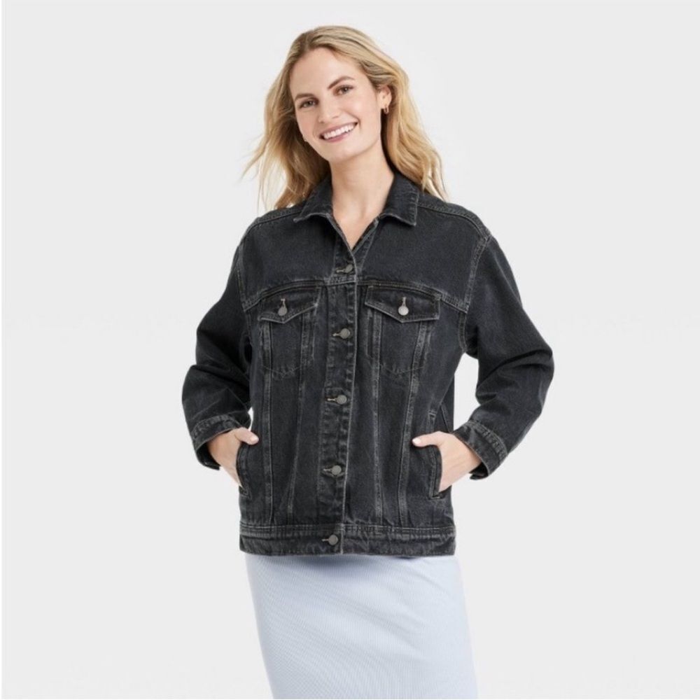 Universal Thread Black 90's Baggy Denim Jacket Large nwt